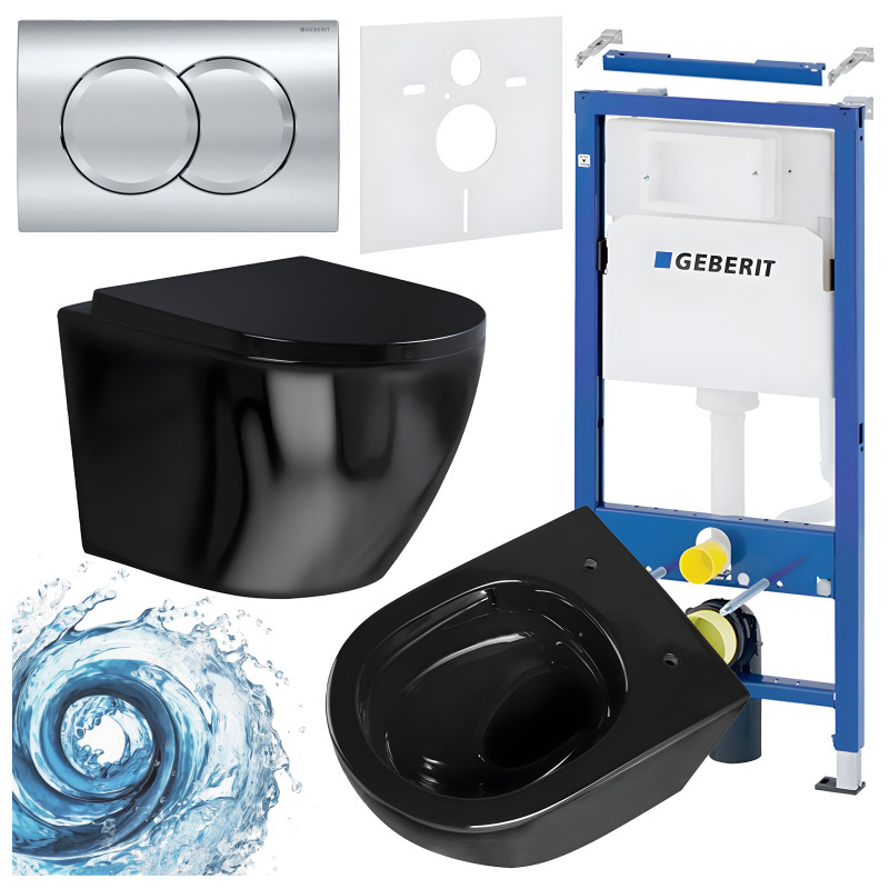 ZESTAW PODTYNKOWY WC STELAŻ GEBERIT DUOFIX MISKA FLOW-BL-TR-02 PRZYCISK DELTA 01 CHROM