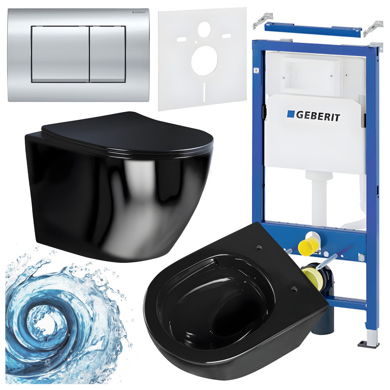 ZESTAW PODTYNKOWY WC STELAŻ GEBERIT DUOFIX MISKA FLOW-BL-TR-03 PRZYCISK DELTA 30 CHROM
