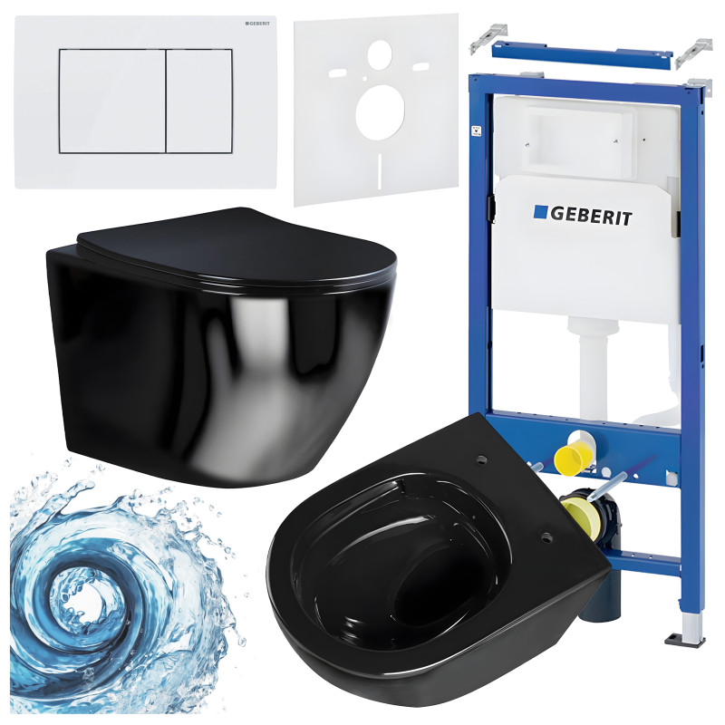 ZESTAW PODTYNKOWY WC STELAŻ GEBERIT DUOFIX MISKA FLOW-BL-TR-03 PRZYCISK DELTA 30 BIAŁY