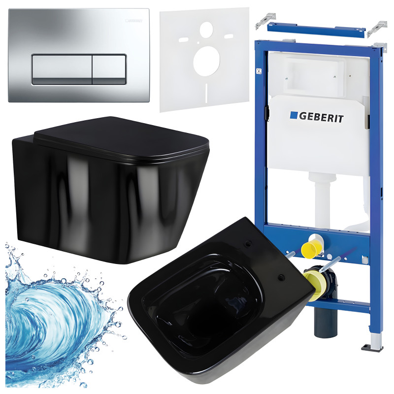 ZESTAW PODTYNKOWY WC STELAŻ GEBERIT DUOFIX MISKA RAIN-BL-RIM-03 PRZYCISK DELTA 50 CHROM