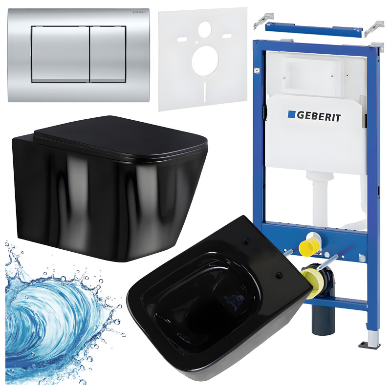 ZESTAW PODTYNKOWY WC STELAŻ GEBERIT DUOFIX MISKA RAIN-BL-RIM-03 PRZYCISK DELTA 30 CHROM
