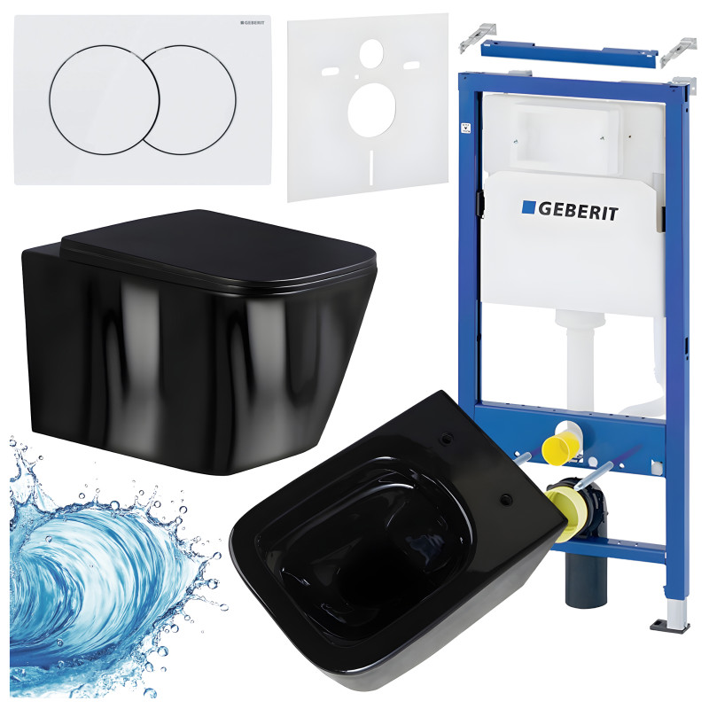 ZESTAW PODTYNKOWY WC STELAŻ GEBERIT DUOFIX MISKA RAIN-BL-RIM-03 PRZYCISK DELTA 01 BIAŁY