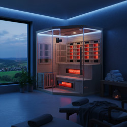 SAUNA INFRARED/FIŃSKA MOSS1 Z PIECEM HARVIA 6KW 4-5 OSOBOWA 150x150 CM 2w1 MOSS1 NEW