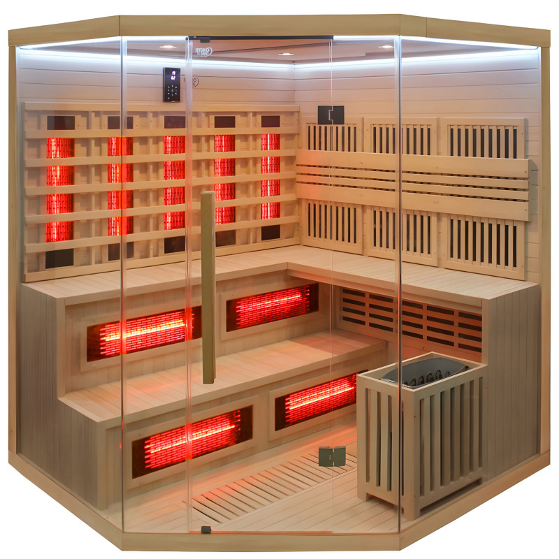 SAUNA INFRARED/FIŃSKA MOSS2 Z PIECEM HARVIA 8KW 5-6 OSOBOWA 200x200 CM 2w1 MOSS2 NEW