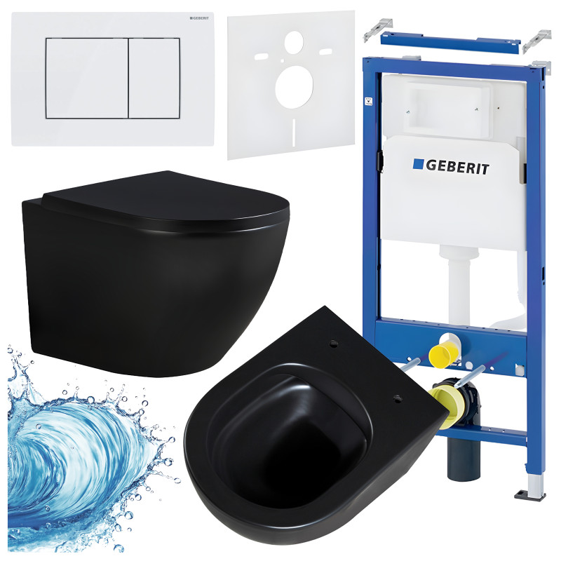 ZESTAW PODTYNKOWY WC STELAŻ GEBERIT DUOFIX MISKA PEAK-MTB-RIM-02 PRZYCISK DELTA 30 BIAŁY