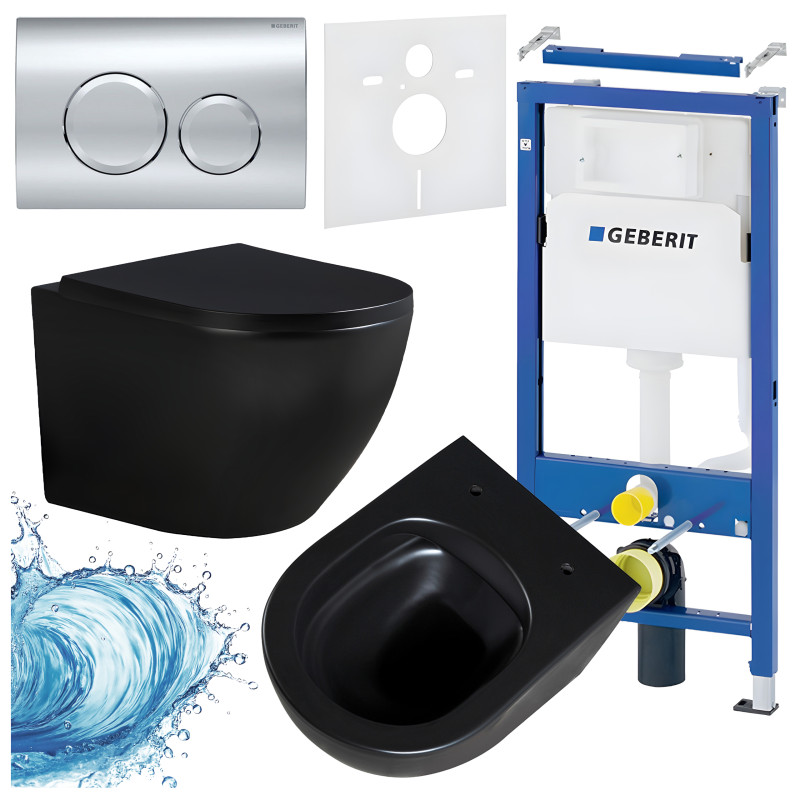 ZESTAW PODTYNKOWY WC STELAŻ GEBERIT DUOFIX MISKA PEAK-MTB-RIM-02 PRZYCISK DELTA 20 CHROM