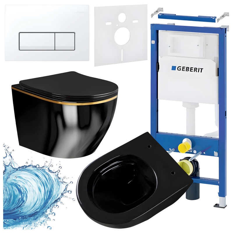 ZESTAW PODTYNKOWY WC STELAŻ GEBERIT DUOFIX MISKA MIZU-BL-GL-RIM-03 PRZYCISK DELTA 50 BIAŁY