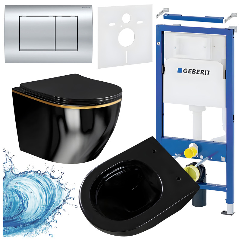 ZESTAW PODTYNKOWY WC STELAŻ GEBERIT DUOFIX MISKA MIZU-BL-GL-RIM-03 PRZYCISK DELTA 30 CHROM