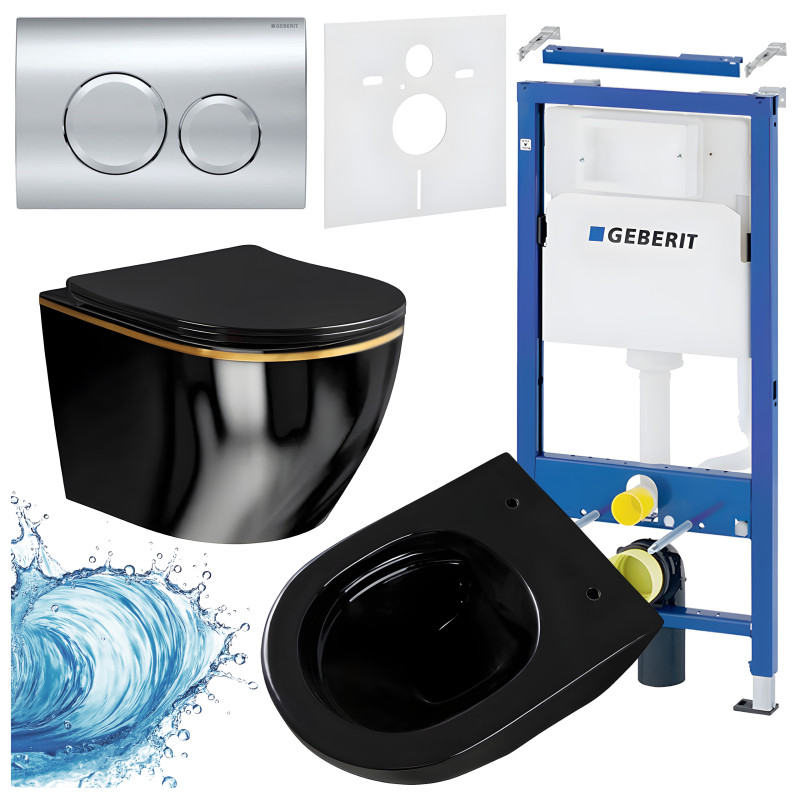 ZESTAW PODTYNKOWY WC STELAŻ GEBERIT DUOFIX MISKA MIZU-BL-GL-RIM-03 PRZYCISK DELTA 20 CHROM