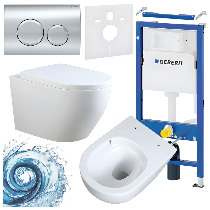 ZESTAW PODTYNKOWY WC STELAŻ GEBERIT DUOFIX MISKA MIZU-WH-TR-02 PRZYCISK DELTA 20 CHROM