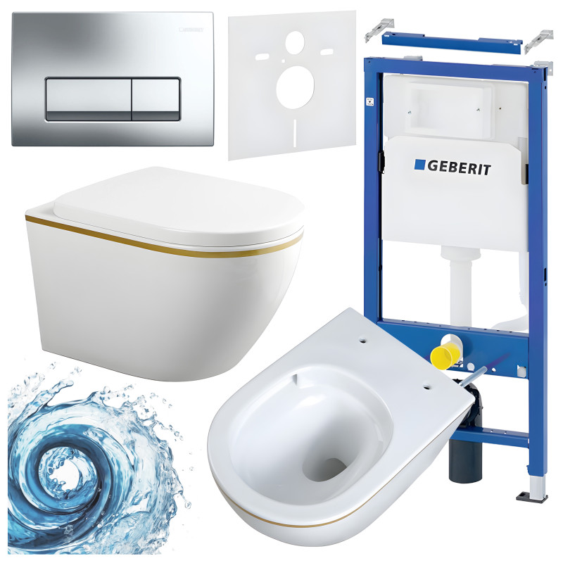 ZESTAW PODTYNKOWY WC STELAŻ GEBERIT DUOFIX MISKA MIZU-WH-GL-TR-02 PRZYCISK DELTA 50 CHROM