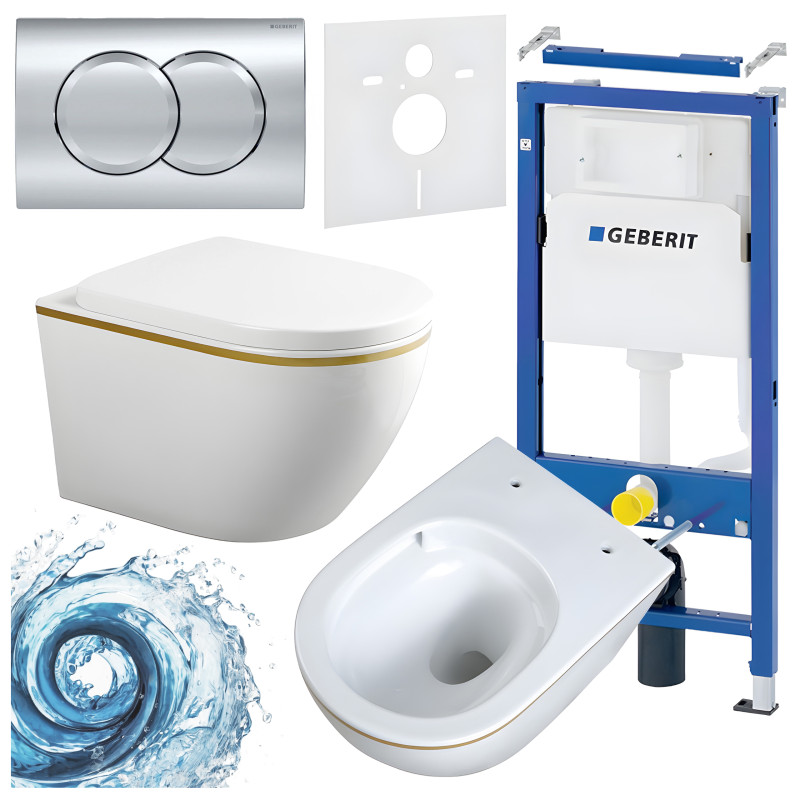 ZESTAW PODTYNKOWY WC STELAŻ GEBERIT DUOFIX MISKA MIZU-WH-GL-TR-02 PRZYCISK DELTA 01 CHROM