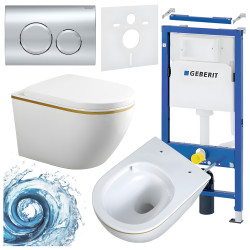ZESTAW PODTYNKOWY WC STELAŻ GEBERIT DUOFIX MISKA MIZU-WH-GL-TR-02 PRZYCISK DELTA 20 CHROM