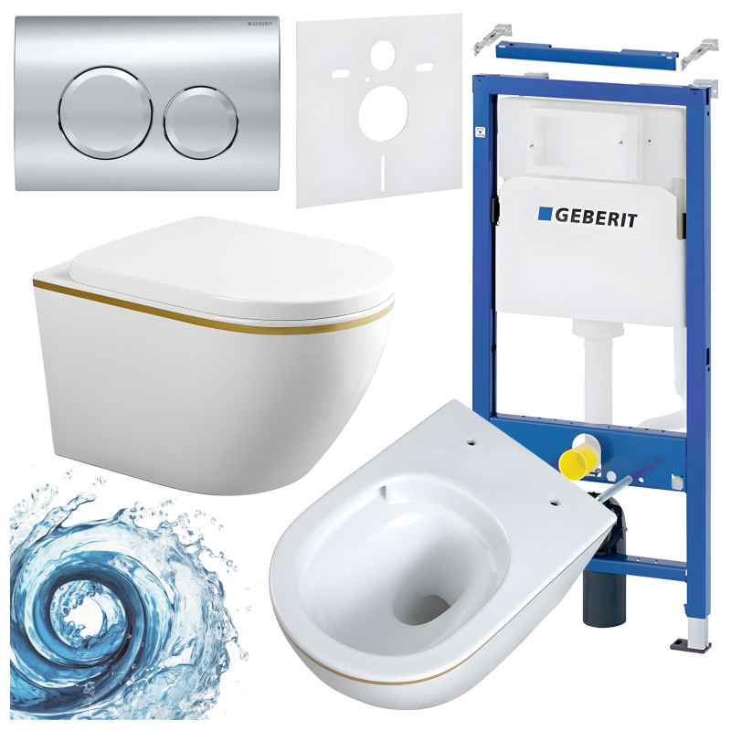 ZESTAW PODTYNKOWY WC STELAŻ GEBERIT DUOFIX MISKA MIZU-WH-GL-TR-02 PRZYCISK DELTA 20 CHROM
