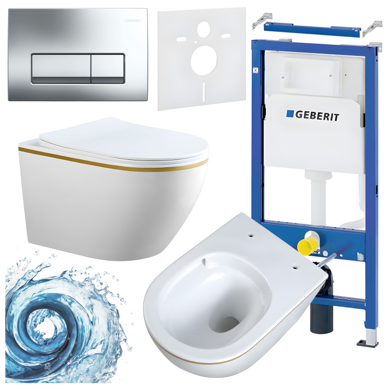 ZESTAW PODTYNKOWY WC STELAŻ GEBERIT DUOFIX MISKA MIZU-WH-GL-TR-03 PRZYCISK DELTA 50 CHROM