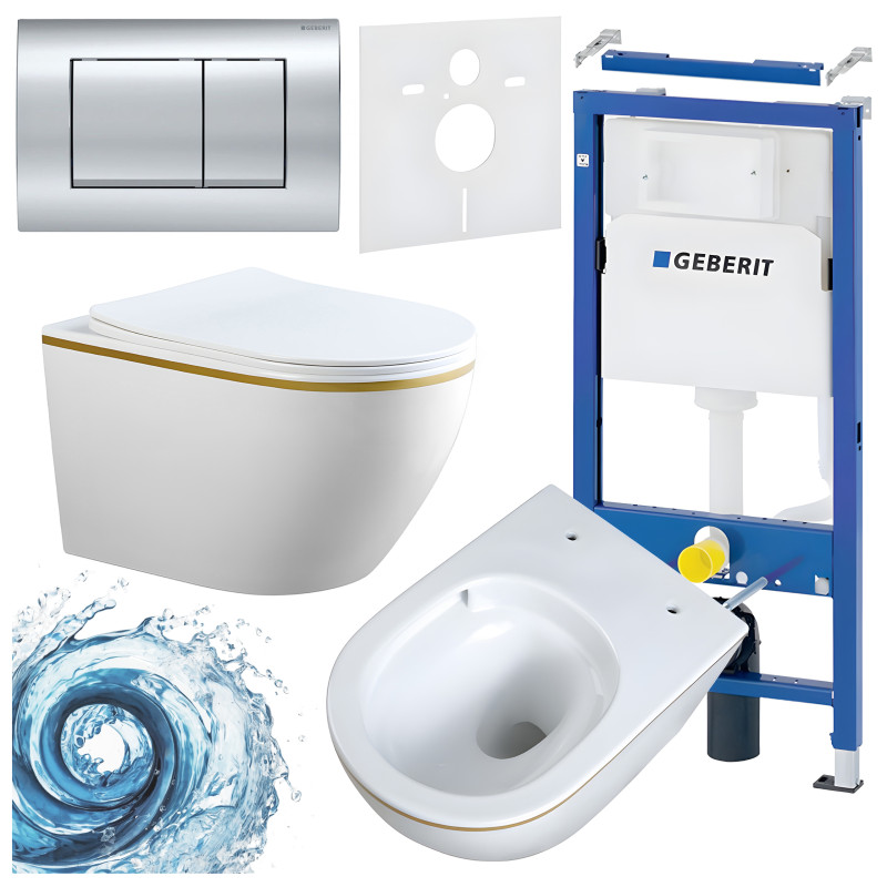 ZESTAW PODTYNKOWY WC STELAŻ GEBERIT DUOFIX MISKA MIZU-WH-GL-TR-03 PRZYCISK DELTA 30 CHROM