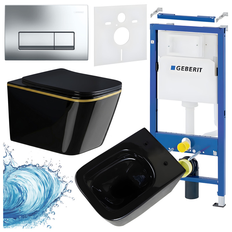 ZESTAW PODTYNKOWY WC STELAŻ GEBERIT DUOFIX MISKA RAIN-BL-GL-RIM-03 PRZYCISK DELTA 50 CHROM