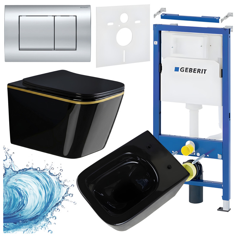 ZESTAW PODTYNKOWY WC STELAŻ GEBERIT DUOFIX MISKA RAIN-BL-GL-RIM-03 PRZYCISK DELTA 30 CHROM