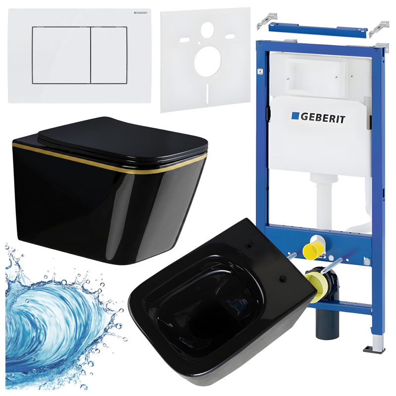ZESTAW PODTYNKOWY WC STELAŻ GEBERIT DUOFIX MISKA RAIN-BL-GL-RIM-03 PRZYCISK DELTA 30 BIAŁY