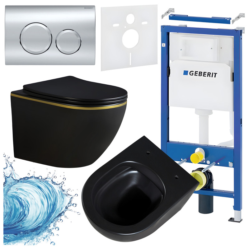 ZESTAW PODTYNKOWY WC STELAŻ GEBERIT DUOFIX MISKA PEAK-MTB-GL-RIM-03 PRZYCISK DELTA 20 CHROM