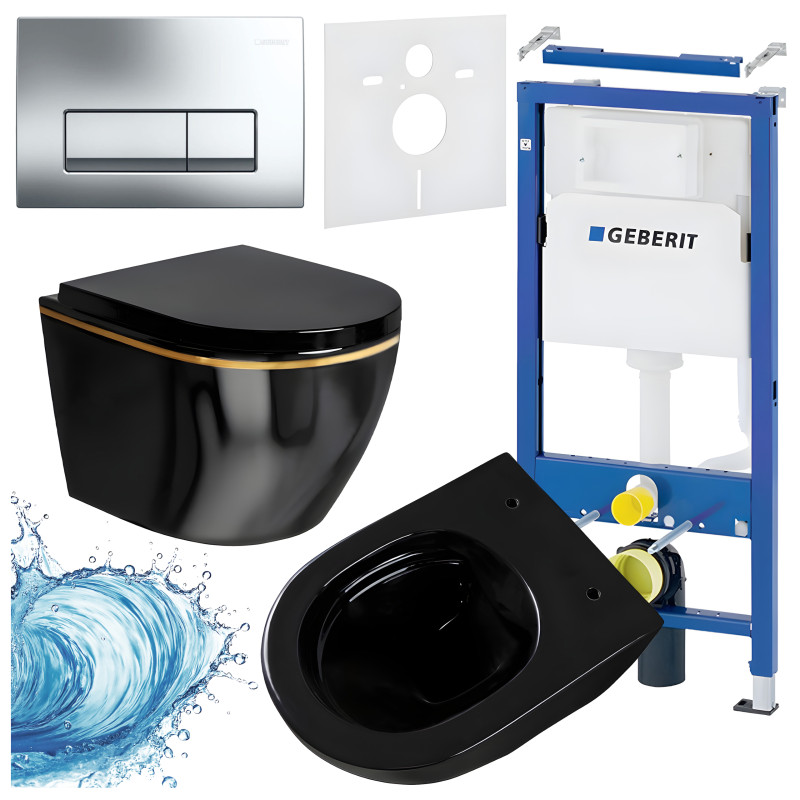 ZESTAW PODTYNKOWY WC STELAŻ GEBERIT DUOFIX MISKA MIZU-BL-GL-RIM-02 PRZYCISK DELTA 50 CHROM