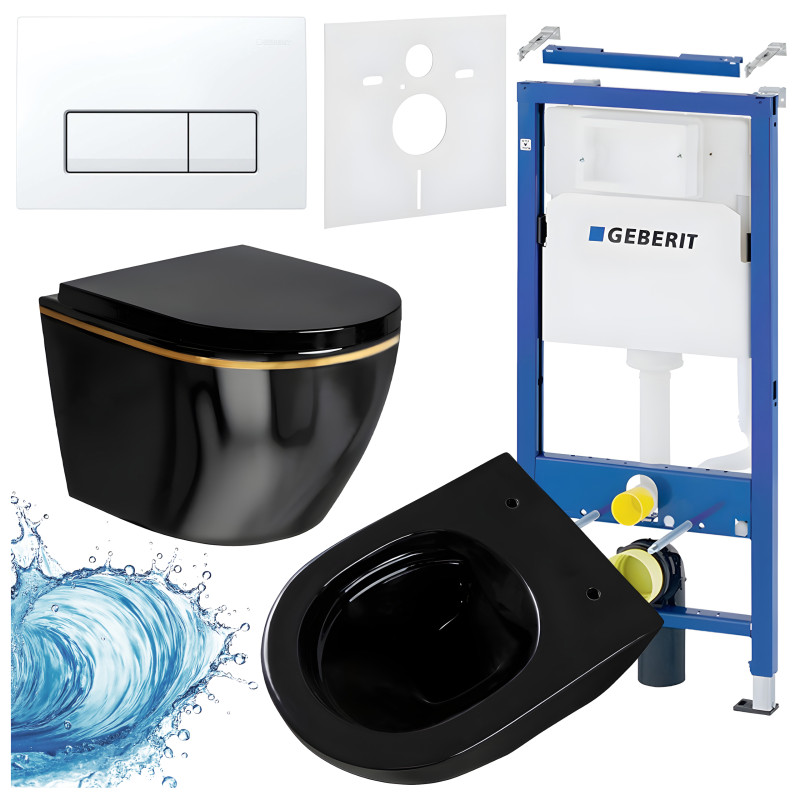 ZESTAW PODTYNKOWY WC STELAŻ GEBERIT DUOFIX MISKA MIZU-BL-GL-RIM-02 PRZYCISK DELTA 50 BIAŁY
