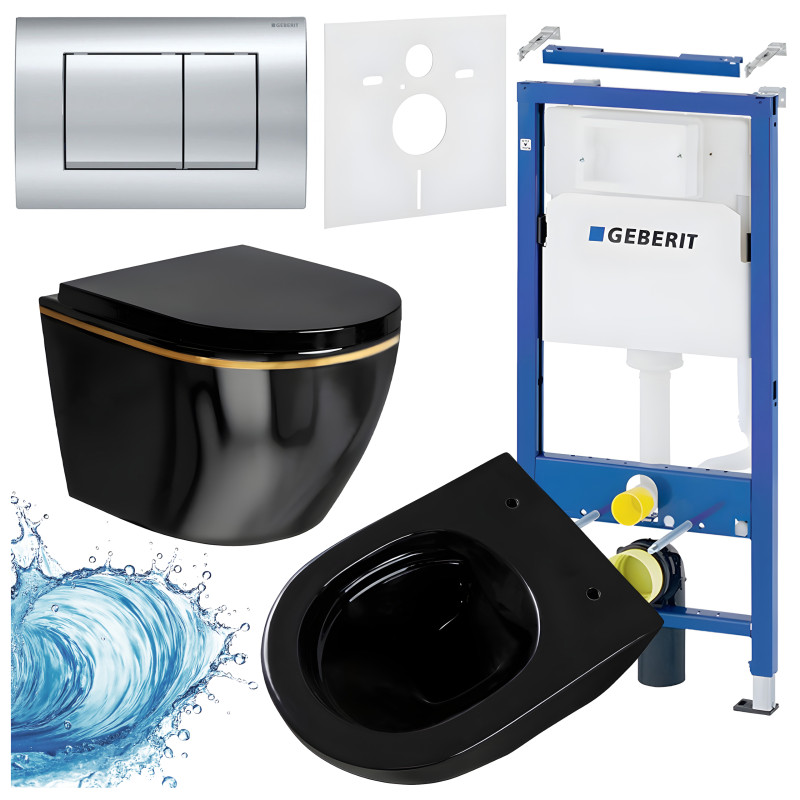 ZESTAW PODTYNKOWY WC STELAŻ GEBERIT DUOFIX MISKA MIZU-BL-GL-RIM-02 PRZYCISK DELTA 30 CHROM