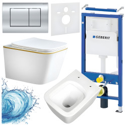 ZESTAW PODTYNKOWY WC STELAŻ GEBERIT DUOFIX MISKA RAIN-WH-GL-RIM-03 PRZYCISK DELTA 30 CHROM