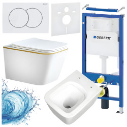 ZESTAW PODTYNKOWY WC STELAŻ GEBERIT DUOFIX MISKA RAIN-WH-GL-RIM-03 PRZYCISK DELTA 01 BIAŁY