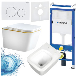 ZESTAW PODTYNKOWY WC STELAŻ GEBERIT DUOFIX MISKA RAIN-WH-GL-RIM-03 PRZYCISK DELTA 20 BIAŁY