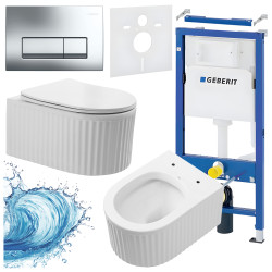 ZESTAW PODTYNKOWY WC STELAŻ GEBERIT DUOFIX MISKA LUMA-WH-RIM-03 PRZYCISK DELTA 50 CHROM