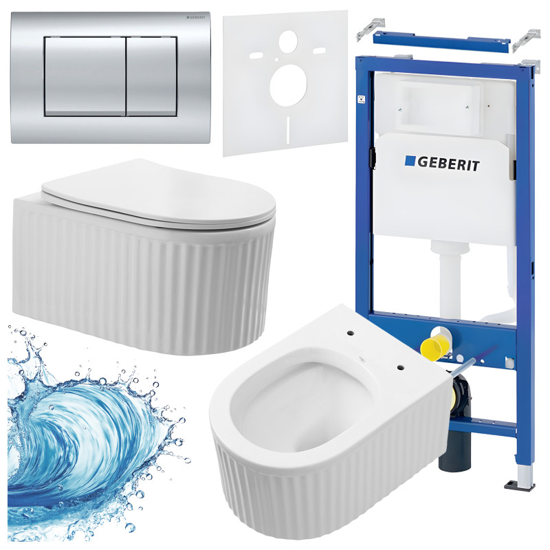 ZESTAW PODTYNKOWY WC STELAŻ GEBERIT DUOFIX MISKA LUMA-WH-RIM-03 PRZYCISK DELTA 30 CHROM