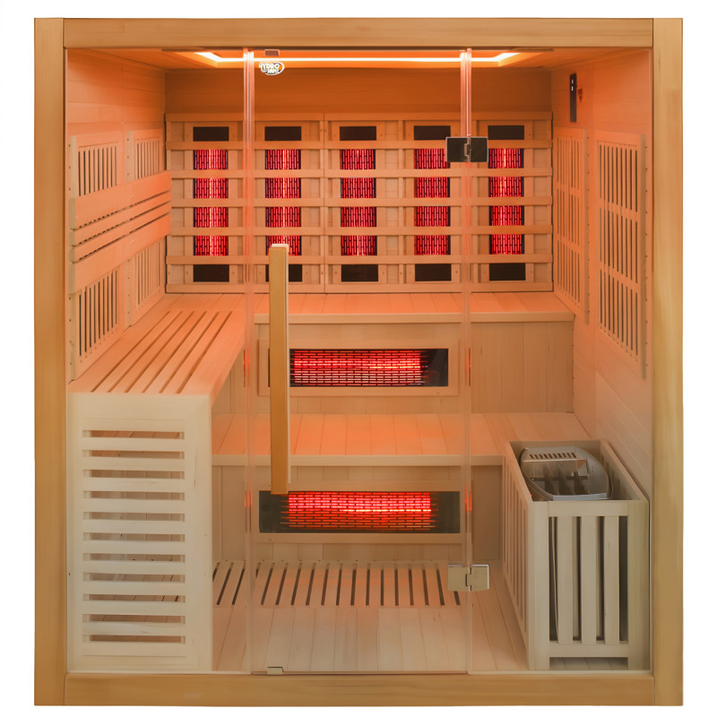 SAUNA INFRARED/FIŃSKA HELSI1 Z PIECEM HARVIA 6KW 4-5 OSOBOWA 180x160 CM 2w1 HELSI1 NEW
