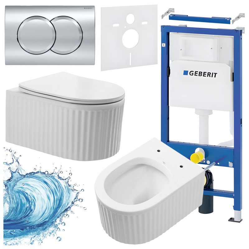 ZESTAW PODTYNKOWY WC STELAŻ GEBERIT DUOFIX MISKA LUMA-WH-RIM-03 PRZYCISK DELTA 01 CHROM