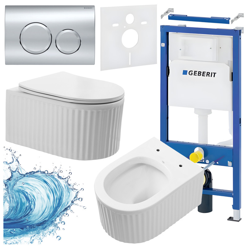 ZESTAW PODTYNKOWY WC STELAŻ GEBERIT DUOFIX MISKA LUMA-WH-RIM-03 PRZYCISK DELTA 20 CHROM