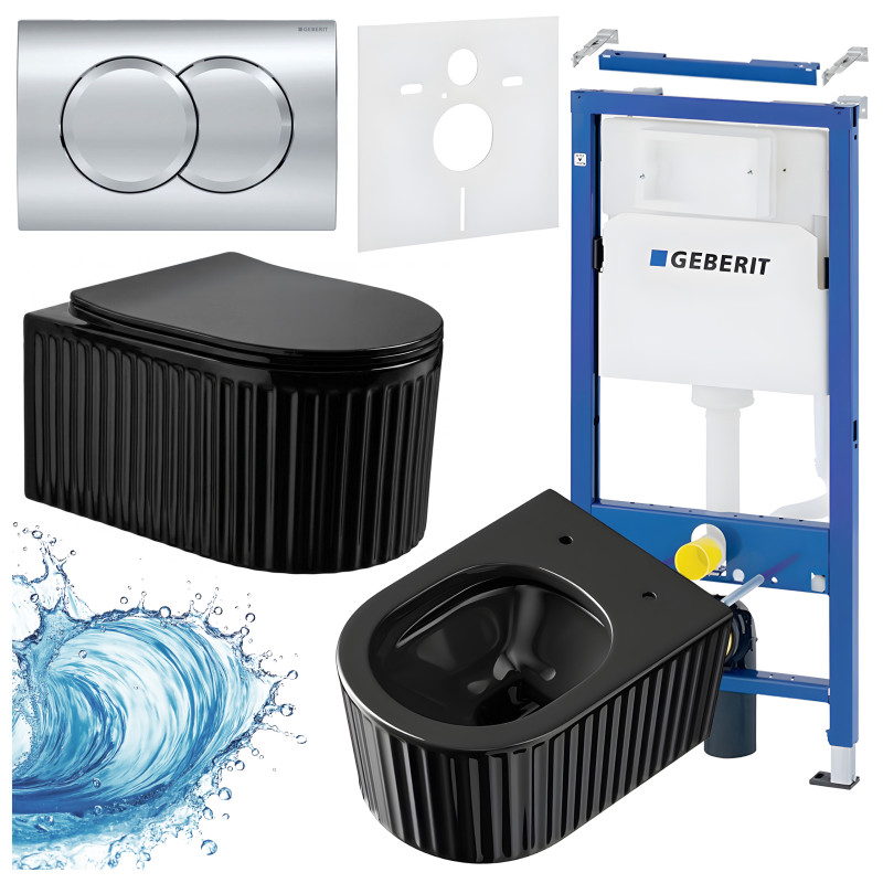 ZESTAW PODTYNKOWY WC STELAŻ GEBERIT DUOFIX MISKA LUMA-BL-RIM-03 PRZYCISK DELTA 01 CHROM