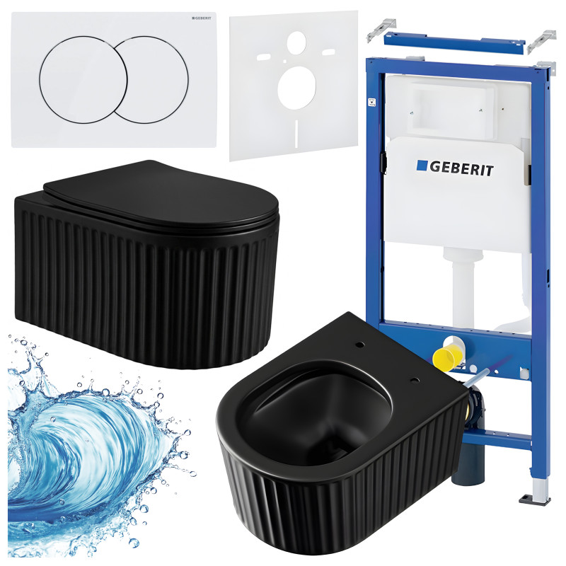 ZESTAW PODTYNKOWY WC STELAŻ GEBERIT DUOFIX MISKA LUMA-MTB-RIM-03 PRZYCISK DELTA 01 BIAŁY