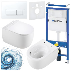 ZESTAW PODTYNKOWY WC STELAŻ GEBERIT DUOFIX MISKA LAKE-WH-TR-01 PRZYCISK DELTA 50 BIAŁY