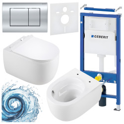 ZESTAW PODTYNKOWY WC STELAŻ GEBERIT DUOFIX MISKA LAKE-WH-TR-01 PRZYCISK DELTA 30 CHROM