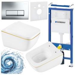ZESTAW PODTYNKOWY WC STELAŻ GEBERIT DUOFIX MISKA YUZU-WH-GL-TR-03 PRZYCISK DELTA 50 CHROM
