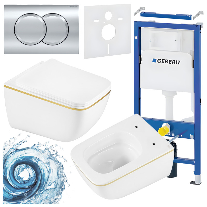 ZESTAW PODTYNKOWY WC STELAŻ GEBERIT DUOFIX MISKA YUZU-WH-GL-TR-03 PRZYCISK DELTA 01 CHROM