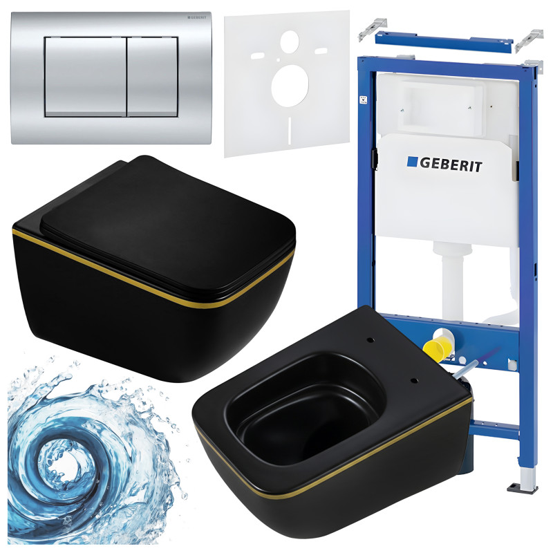 ZESTAW PODTYNKOWY WC STELAŻ GEBERIT DUOFIX MISKA YUZU-MTB-GL-TR-03 PRZYCISK DELTA 30 CHROM