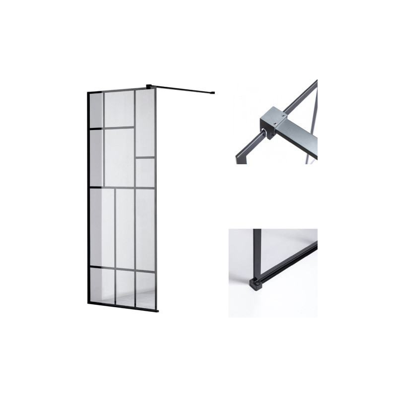 ŚCIANKA PRYSZNICOWA SH05A CZARNA 70 CM 8 MM SH05A-BL-70