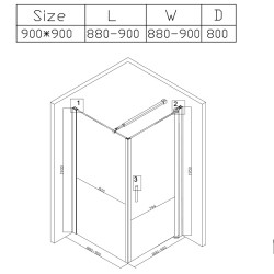 KABINA PRYSZNICOWA KWADRATOWA BS04B CZARNA 90x90 CM BS04B-90