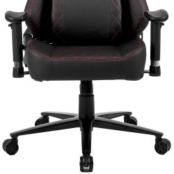 FOTEL GAMINGOWY BIUROWY OBROTOWY SONIC CZARNY OBSZYCIE CZERWONE SKÓRA PU SONIC-BL-RD