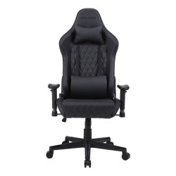 FOTEL GAMINGOWY BIUROWY OBROTOWY FURIA CZARNY SKÓRA PU FURY-BL