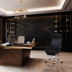 FOTEL BIUROWY OBROTOWY GLOW CZARNY PODSTAWA CHROM GLOW-BL