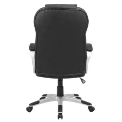 FOTEL BIUROWY OBROTOWY FUSIO CZARNA SKÓRA PU PODSTAWA CHROM FUSIO-BL