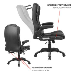 FOTEL BIUROWY OBROTOWY CUBE CZARNA SKÓRA PU PODSTAWA CZARNA CUBE-BL