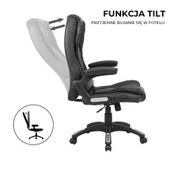 FOTEL BIUROWY OBROTOWY CUBE CZARNA SKÓRA PU PODSTAWA CZARNA CUBE-BL